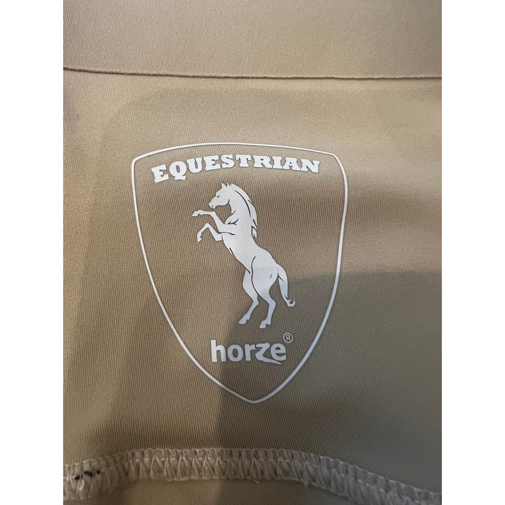Horze Equestrian Womens Tan Beige Silicone Knee Patch Riding Tights Breeches 12 - Picture 6 of 8